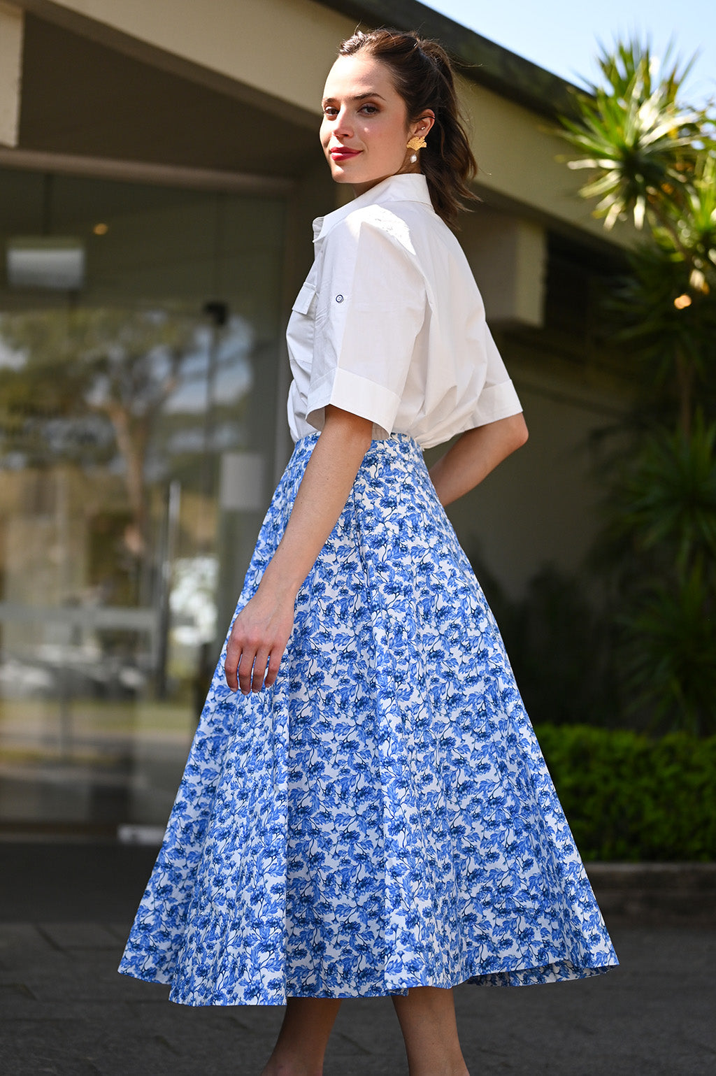 Mira Skirt Blue Floral