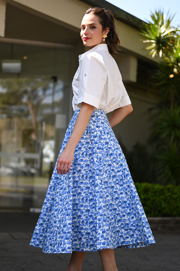 Mira Skirt Blue Floral