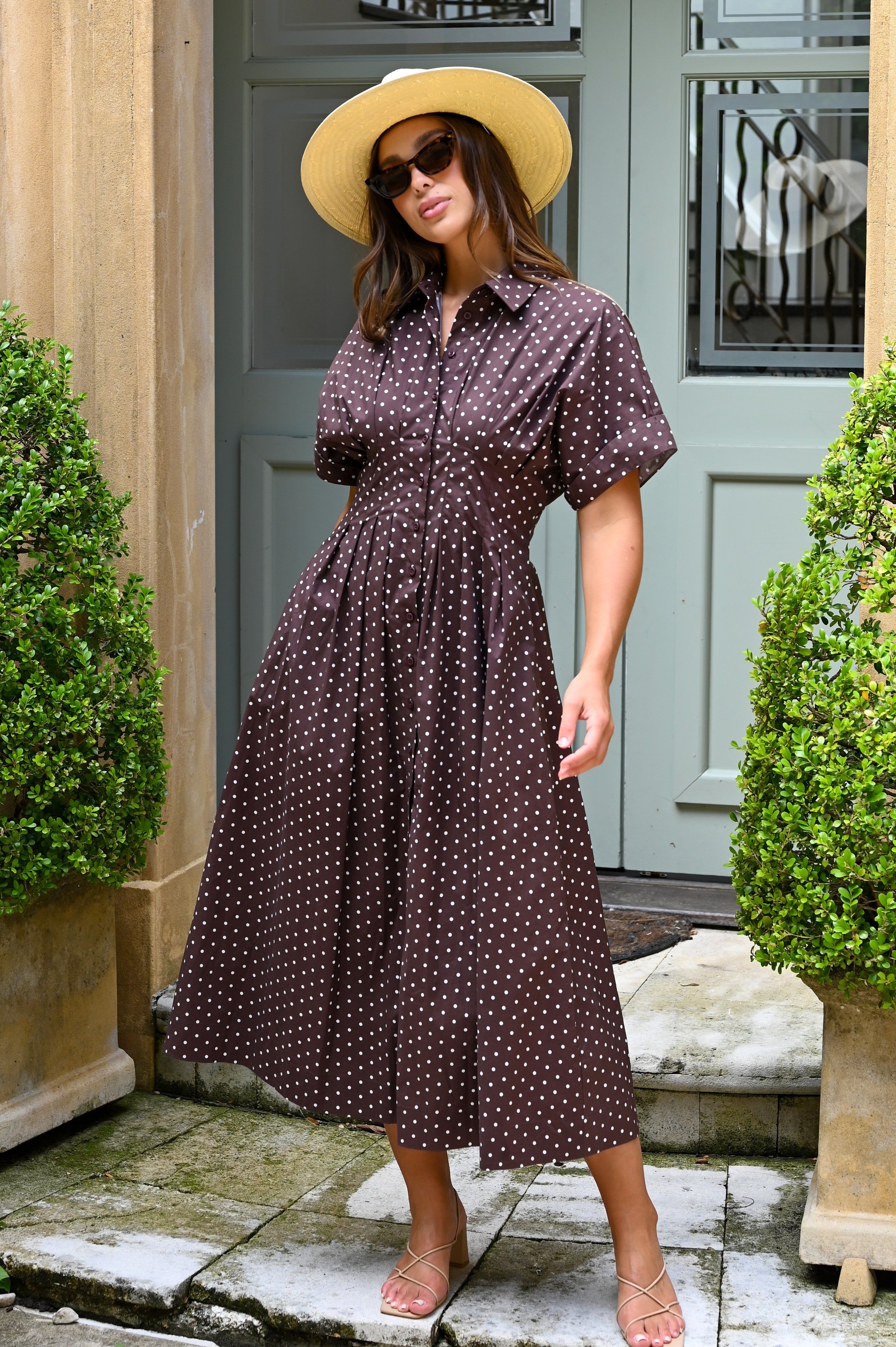 Stamp Dress Cocoa Spot