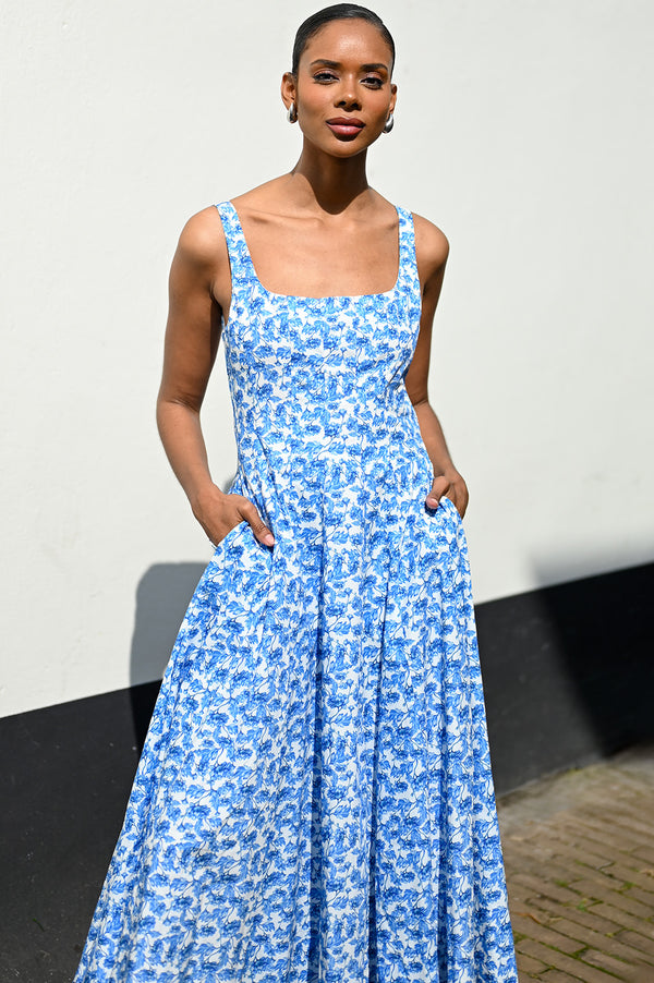 Mira Dress Blue Floral