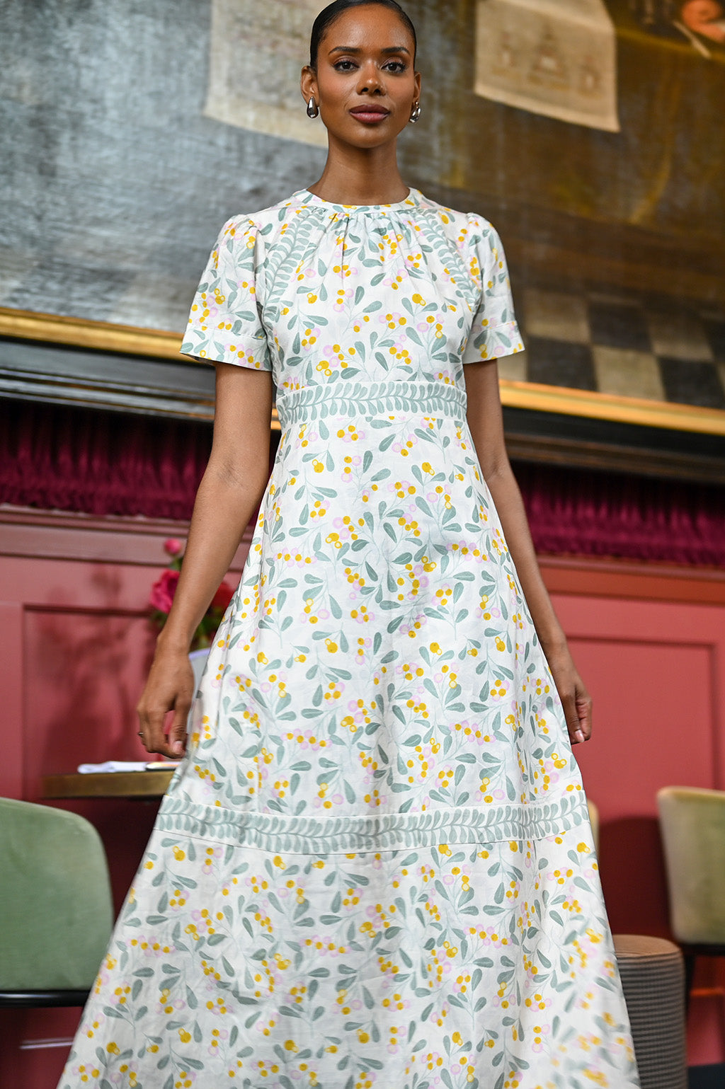 Oscar Dress Maxi Berry Print