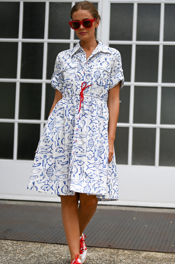 Marina Dress Mini Fish Print