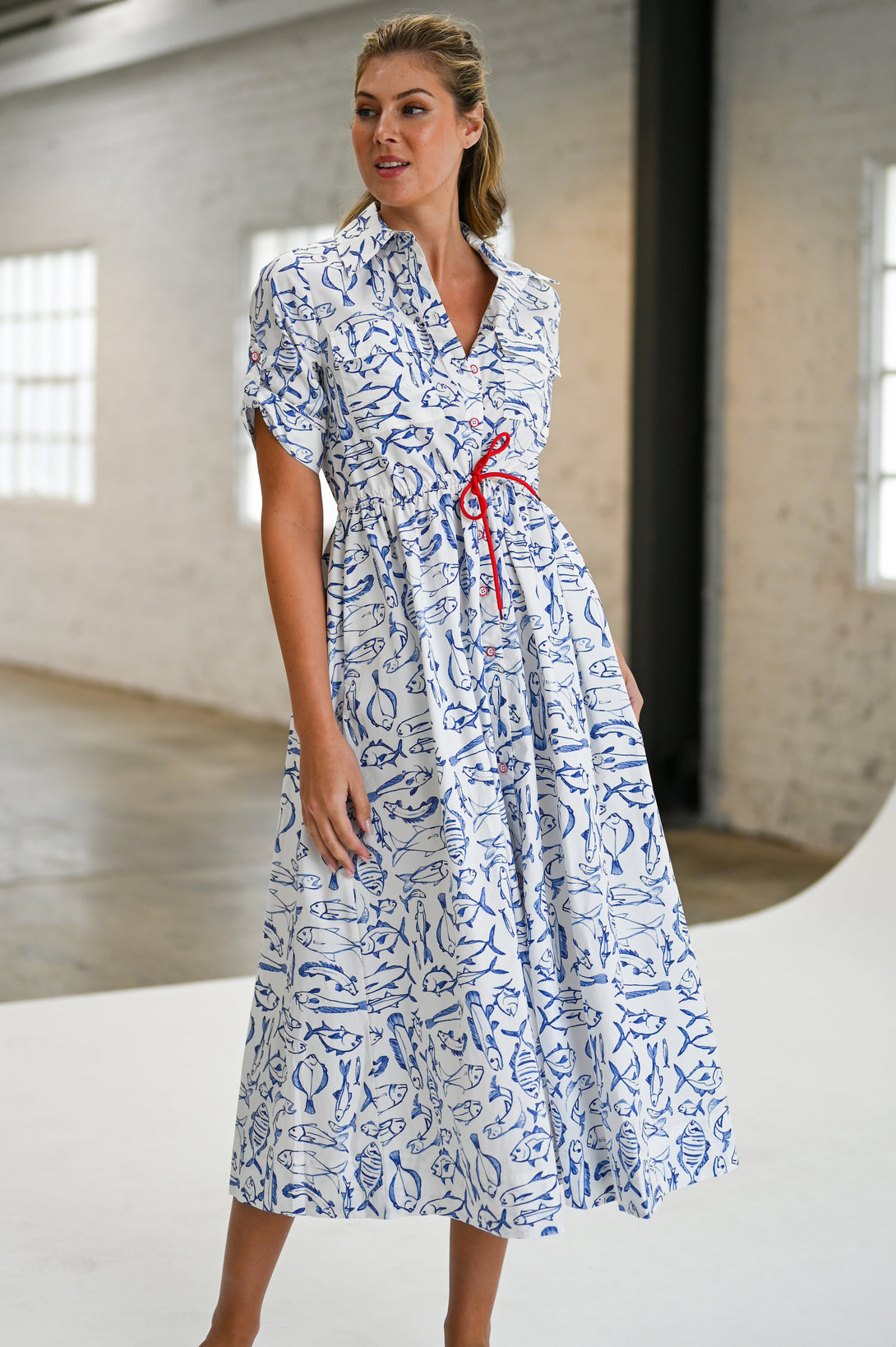 Marina Dress Fish Print Midi Pre-Order XXL Marina Dress Fish Print Midi Pre-Order XXL