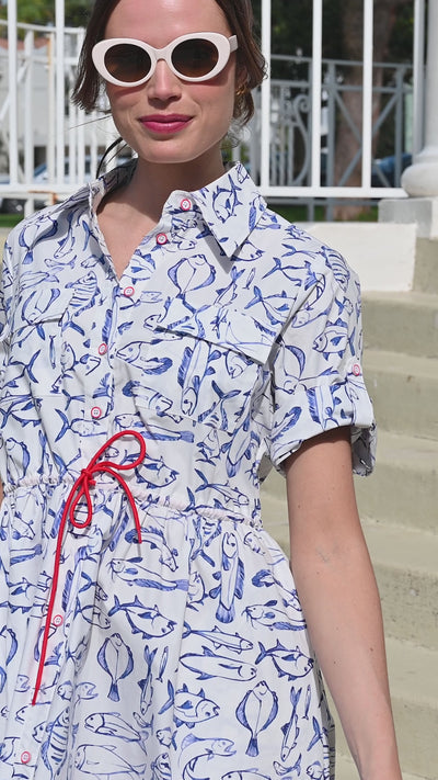 Wyatt Wylde Marina Dress Mini with Fish Print