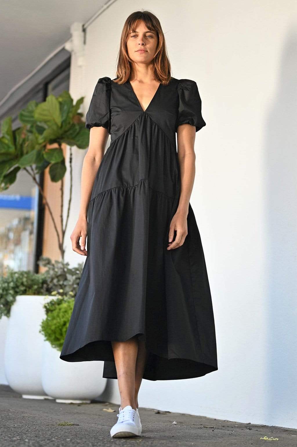 Zara poplin dress sales black